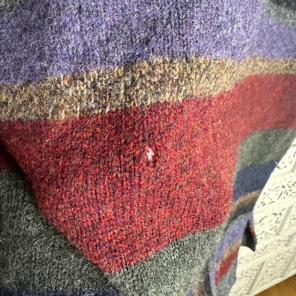 Vintage Lauren Ralph Lauren 100% Lambswool Striped Colorful Mockneck Sweater - Picture 6 of 7